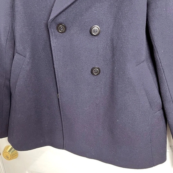 Loft Navy Wool Blend Pea Coat Women’s XS Double Breasted Classic Jacket - Picture 5 of 6